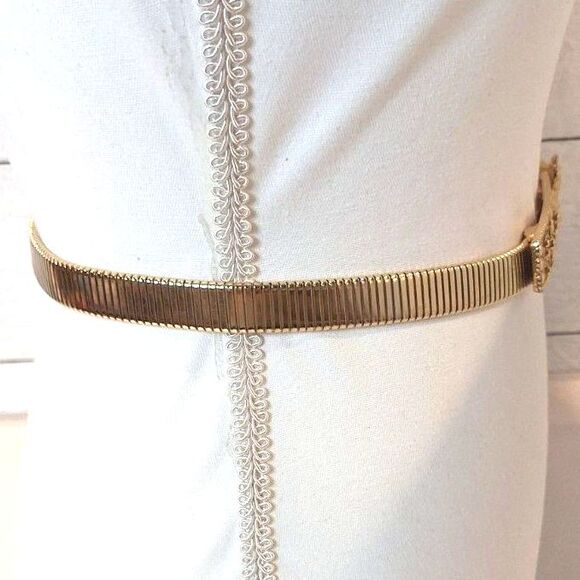 Accessocraft N.Y.C. Stretch Belt Gold Tone Vintage Size Small - Picture 3 of 7